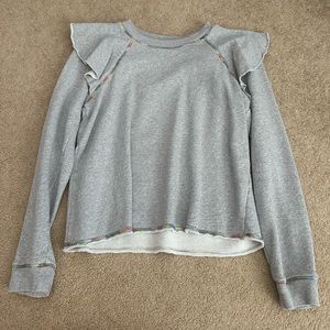 Something Navy Meghan Grey Ruffle Sweatshirt